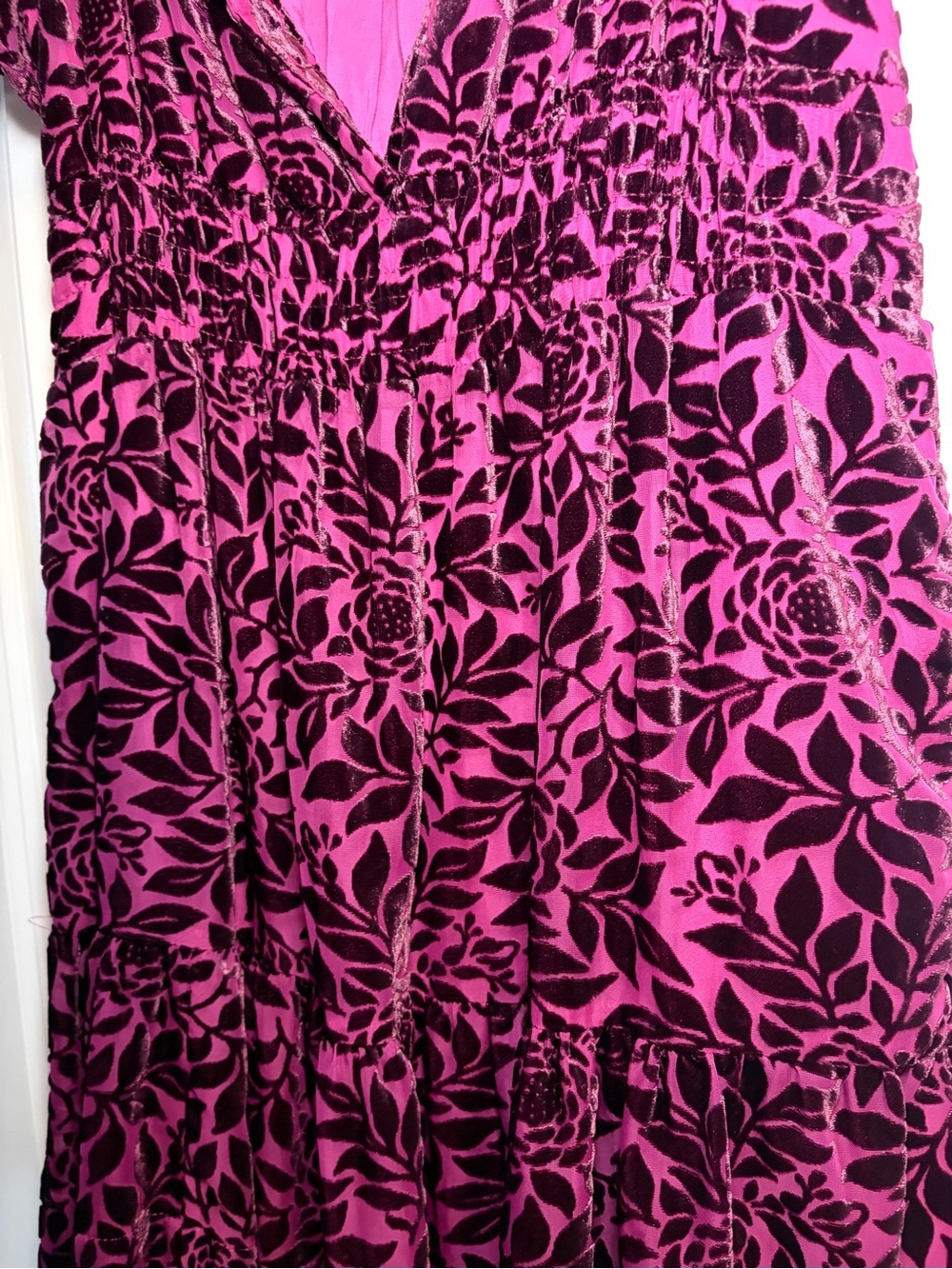 Anthropologie | Magenta Somerset Velvet Short Sleeve Mini Dress - Picture 3 of 9